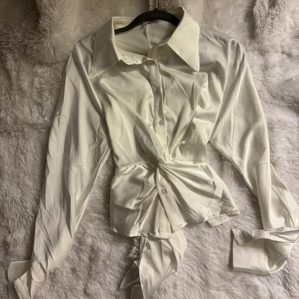 Satin button down shirt